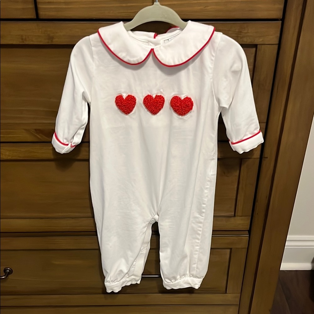 White and Red Heart Kids One Piece